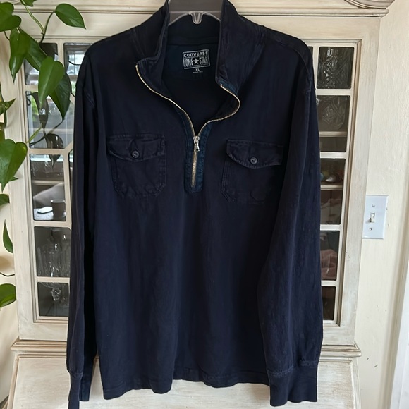 Men’s Converse Cotton Navy Long Sleeve - Picture 1 of 6